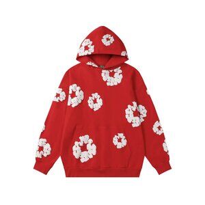 Denim Tears Kapok Red Hoodie With Kapok Flower Design
